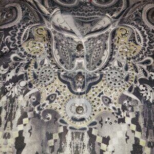 Style & Co M Top with Black White & Purple Etc. and Some Bling & 3/4 Sleeves